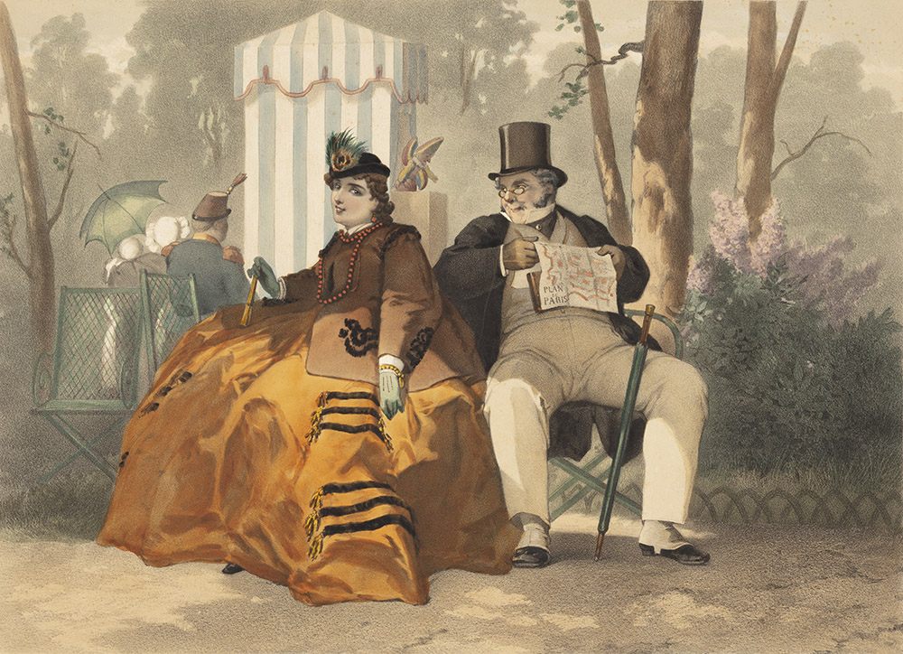 Attributed to Philippe Jacques Linder. <em>Untitled, (L’Anglais à Paris) (An Englishman in Paris),</em> c. 1867. Color lithograph.