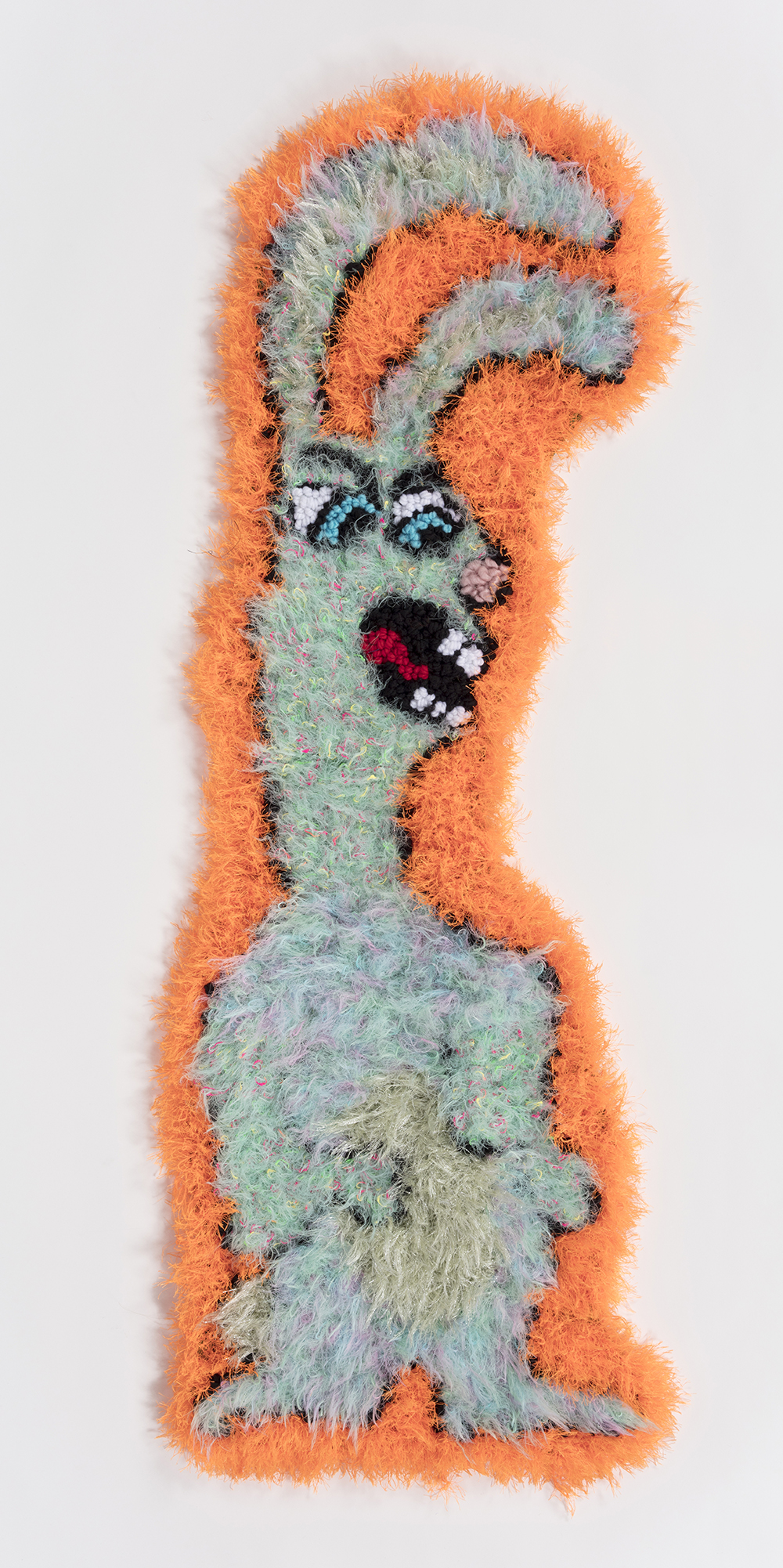 Hannah Epstein. <em>Bunny Foo Foo</em>, 2019. Wool, acrylic, polyester and burlap, 47 x 16 inches  (119.4 x 40.6 cm)
