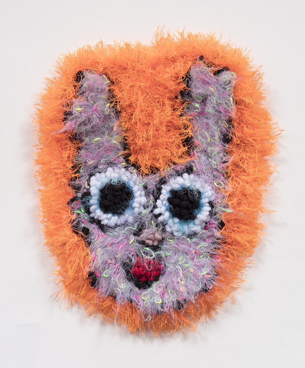 Hannah Epstein. <em>Eyes Like Saucers</em>, 2019. Wool, acrylic, polyester and burlap, 32 x 39 inches  (81.3 x 99.1 cm)