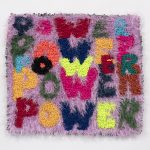Hannah Epstein. <em>Power Piece</em>, 2019. Wool, acrylic, polyester and burlap, 27 x 30 inches  (68.6 x 76.2 cm)