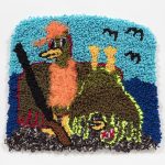 Hannah Epstein. <em>Duck Hunt</em>, 2019. Wool, acrylic, polyester and burlap, 21 1/2 x 24 inches  (54.6 x 61 cm)