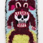 Hannah Epstein. <em>Dog With A Bone</em>, 2019. Wool, acrylic, polyester and burlap, 26 x 17 1/2 inches  (66 x 44.5 cm)