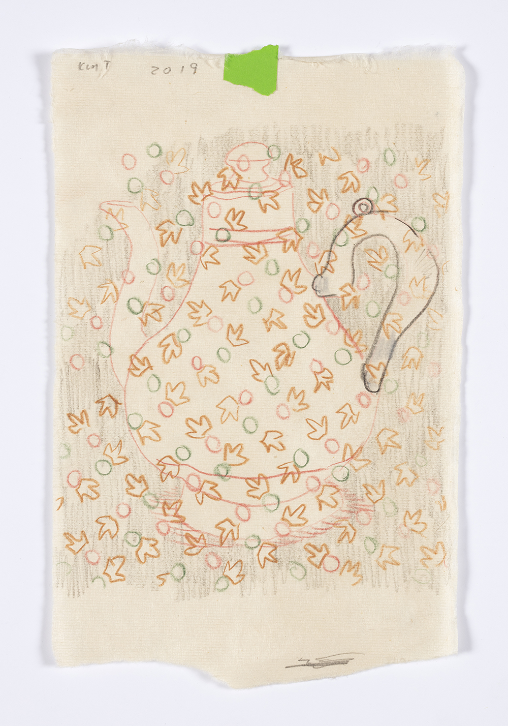Kevin McNamee-Tweed. <em>Vessel with Pattern</em>, 2019. Graphite and colored pencil on mulberry paper,  8 1/2 x 5 1/2 inches  (21.6 x 14 cm)