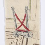 Kevin McNamee-Tweed. <em>Velvet Rope at Chicago Cultural Center</em>, 2019. Graphite and colored pencil on mulberry paper, 8 1/8 x 5 1/4 inches  (20.6 x 13.3 cm)