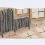 Kevin McNamee-Tweed. <em>Radiator</em>, 2019. Graphite and colored pencil on mulberry paper, 6 x 10 1/2 inches  (15.2 x 26.7 cm)