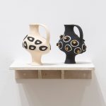 Jennifer Nocon. <em>Untitled</em>, 2018. Ceramic stoneware, underglaze, 10 x 8.5 x 5 1/2 inches  (25.4 x 21.6 x 14 cm) each