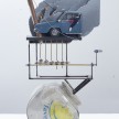 Nick Doyle. <em>Executive Toy: Crash and Burn</em>, 2019. Concrete, cookie jar, bodega bag, steel, plywood, denim, wire, brass, flashe, paper, cotton, sand paper, steel wire and hardware, 30 x 16 x 8 inches (76.2 x 40.6 x 20.3 cm) thumbnail