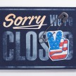 Nick Doyle. <em>Sorry We're Closed</em>, 2019, Steel, embroidery, flashe and denim on plywood, 16 1/2 x 24 x 2 inches (41.9 x 61 x 5.1 cm) thumbnail