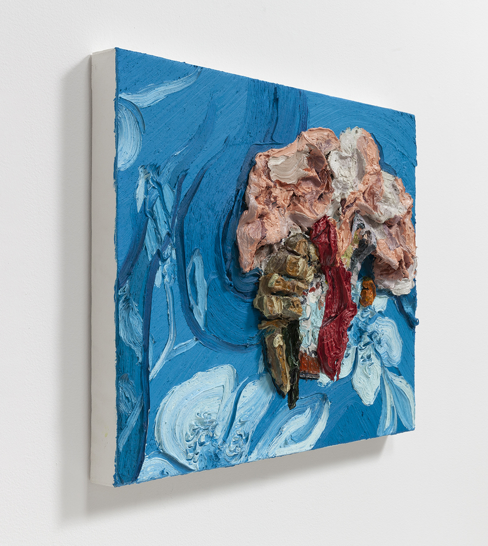 Herman Aguirre. <em> Cobija</em>, 2019. Oil on canvas, 18 x 24 x 3 inches (45.7 x 61 x 7.6 cm)