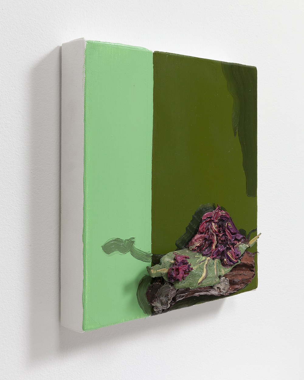 Herman Aguirre.<em> Polen</em>, 2019. Oil and acrylic on canvas, 12 x 12 1/2 x 3 1/2 inches (30.5 x 31.8 x 8.9 cm)