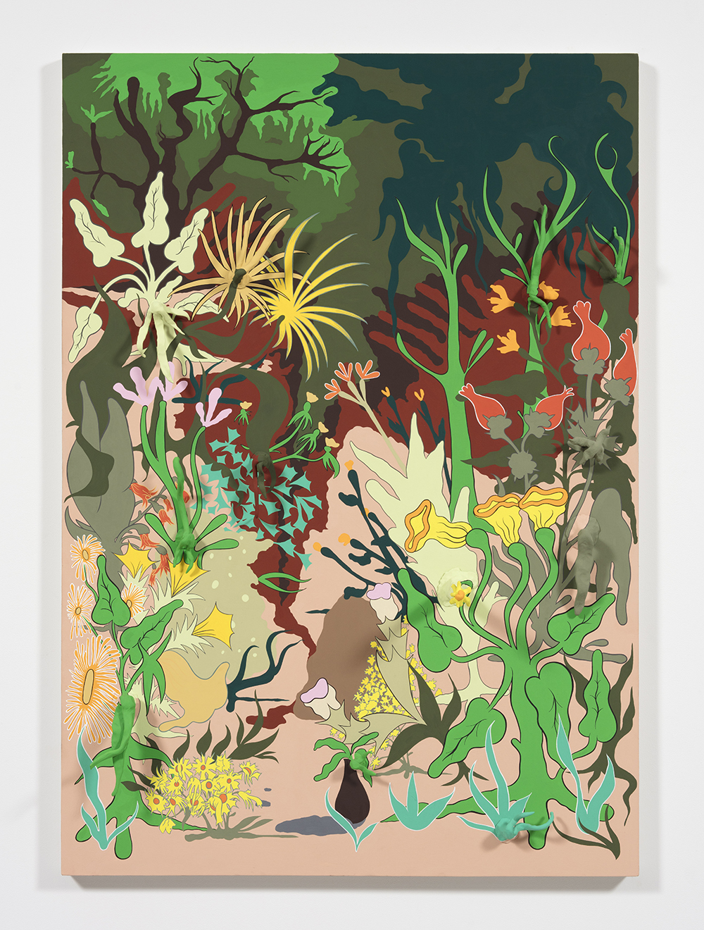 Chris Lux. <em>The Garden</em>, 2019. Flashe and epoxy resin on canvas on panel, 68 x 47 inches (172.7 x 119.4 cm)