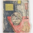 Kevin McNamee-Tweed.<em>Cat, Bowl, Buddha</em>, 2019. Monotype on mulberry paper mounted on wood, 8 3/4 x 10 1/2 in (22.2 x 26.7 cm) thumbnail