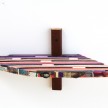 Kevin McNamee-Tweed.<em> Pen Shelf</em>, 2019. Ink on muslin mounted to wood with affixed newsprint, aluminum, and toy, 9 x 19 1/2 x 7 inches (22.9 x 49.5 x 17.8 cm) thumbnail