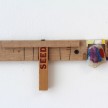 Kevin McNamee-Tweed.<em> Seeds Shelf</em>, 2019. Wood with affixed quartz, yardstick, and newsprint, 3 3/4 x 9 3/4 x 1 inches (9.5 x 24.8 x 2.5 cm) thumbnail