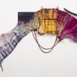 Gabrielle D'Angelo.<em> Like A Flower's Knowledge</em>, 2019. Dyed cotton fabric, wood, rope, sand, 88 x 124 x 7 1/2 inches (223.5 x 315 x 1808.5 cm) (detail) thumbnail