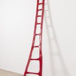 Jesse Pollock. <em> He That Will Not Live Long, Let Him Dwell…</em>,2019. Welded steel, polyurethane paint, 142 x 31 1/2 x 2 inches (360.7 x 80 x 5.1 cm)