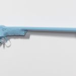 Jesse Pollock. <em>Bloody Shooter</em>, 2019. Welded steel, polyurethane paint, 54 1/2 x 7 x 2 inches (138.4 x 17.8 x 5.1 cm)