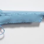 Jesse Pollock. <em>Bloody Shooter</em>, 2019. Welded steel, polyurethane paint, 54 1/2 x 7 x 2 inches (138.4 x 17.8 x 5.1 cm) Detail