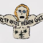 Hannah Epstein. <em>Curtis</em>, 2019. Wool, acrylic, polyester and burlap, 19 x 35 inches  (48.3 x 88.9 cm)