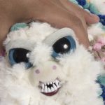 Hannah Epstein. <em>Soft Worm</em>, 2019. Wool, acrylic, burlap, polyfill and found toy parts, 7 x 6 x 56 inches (17.8 x 15.2 x 142.2 cm) Detail