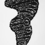 Hannah Epstein. <em>Twister</em>, 2019. Wool, acrylic, polyester, burlap and found toy, 70 x 37 inches  (177.8 x 94 cm)