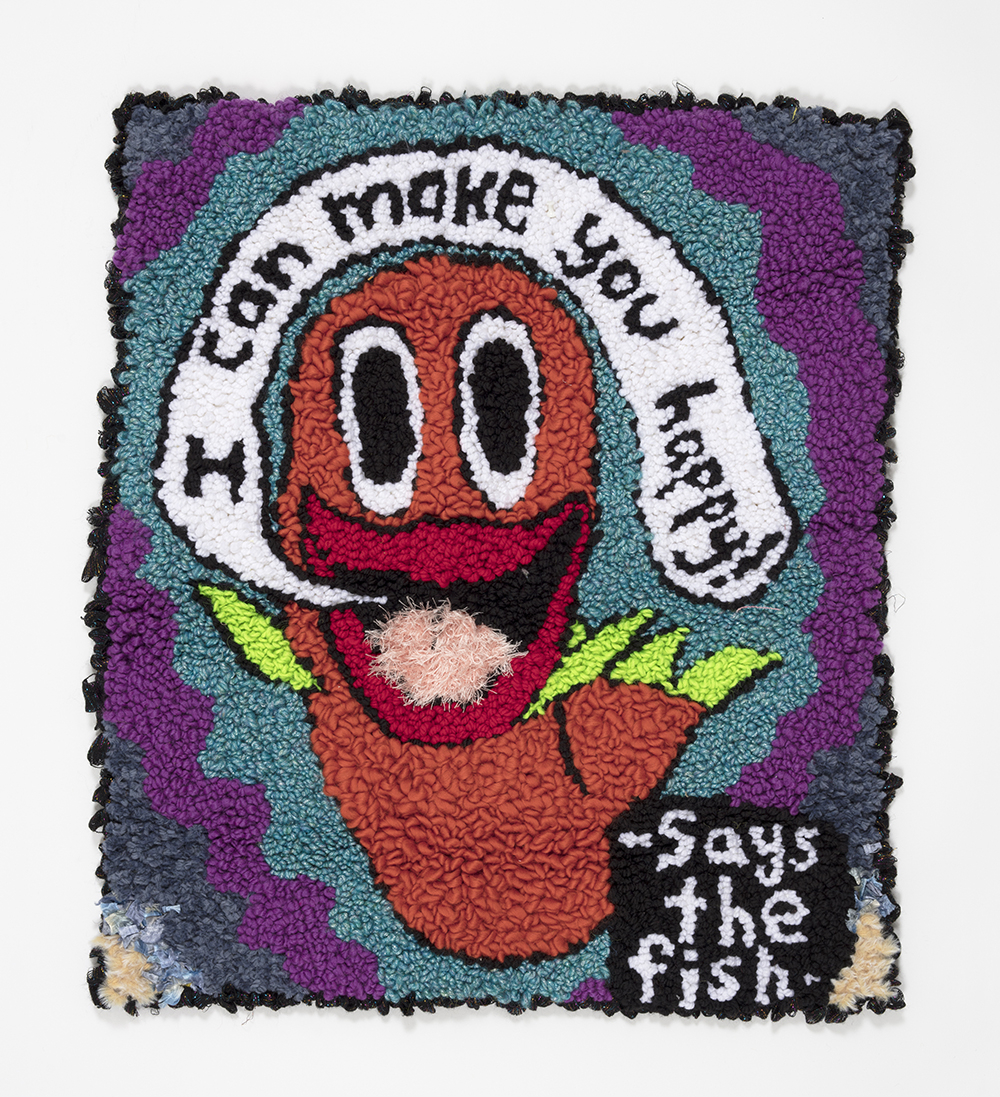 Hannah Epstein.<em> I Can Make You Happy</em>, 2019. Wool, acrylic, polyester and burlap, 30 x 26 inches  (76.2 x 66 cm)