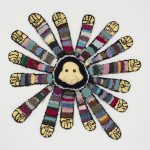 Hannah Epstein. <em>Fists of Furry</em>, 2019. Wool, polyester, cotton, burlap and found llama head, 63 x 62 x 8 inches (160 x 157.5 x 20.3 cm)