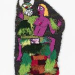 Hannah Epstein. <em>Demon Daddy Fuck Fantasy</em>, 2019. Wool, acrylic, polyester, burlap and video, 52 1/2 x 31 1/2 inches  (133.4 x 80 cm)