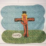 Hannah Epstein. <em>Jizzus Saves</em>, 2020. Digital print on towel, 37 x 58 inches  (94 x 147.3 cm)