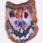 Hannah Epstein. <em>Burgermeister</em>, 2020. Digital print on lycra; polyfill and wood, 23 1/2 x 17 1/2 x 3 inches (59.7 x 44.5 x 7.6 cm)