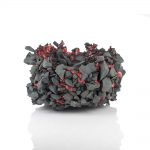 Kiyoshi Kaneshiro. <em>Fractured Vessel (37)</em>, 2020. Porcelain and glaze, 6 x 10 1/2 x 11 1/4 inches (15.2 x 26.7 x 28.6 cm)