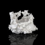 Kiyoshi Kaneshiro. <em>Fractured Vessel (47)</em>, 2020. Porcelain and glaze, 7 x 9 1/2 x 9 1/2 inches (17.8 x 24.1 x 24.1 cm)