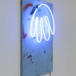 Yung Jake. <em>hair (also blue)</em>, 2020. Neon on found metal, 36 x 24 inches  (91.4 x 61 cm) thumbnail