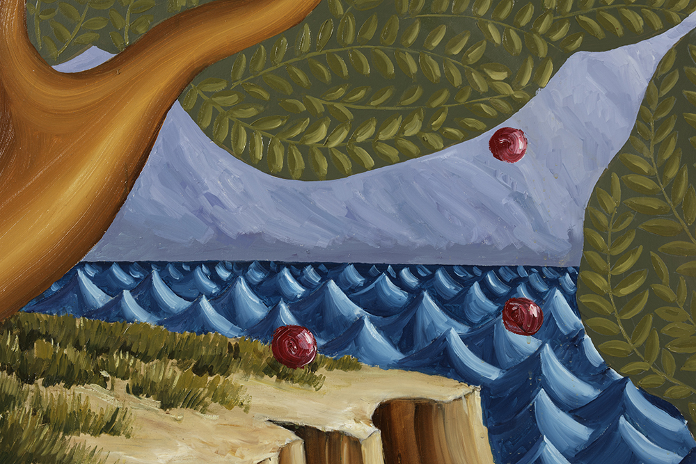Siro Cugusi. <em>Forest I</em>, 2019. Oil on canvas, 74 3/4 x 112 1/4 inches (190 x 285 cm) Detail