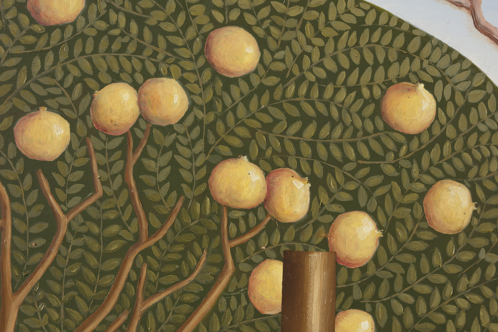 Siro Cugusi. <em>Forest II</em>, 2019. Oil on canvas, 74 3/4 x 112 1/4 inches (190 x 285 cm) Detail