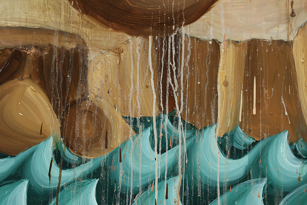 Siro Cugusi. <em>Forest V</em>, 2019. Oil on canvas, 76 3/4 x 106 1/4 inches (195 x 270 cm) Detail