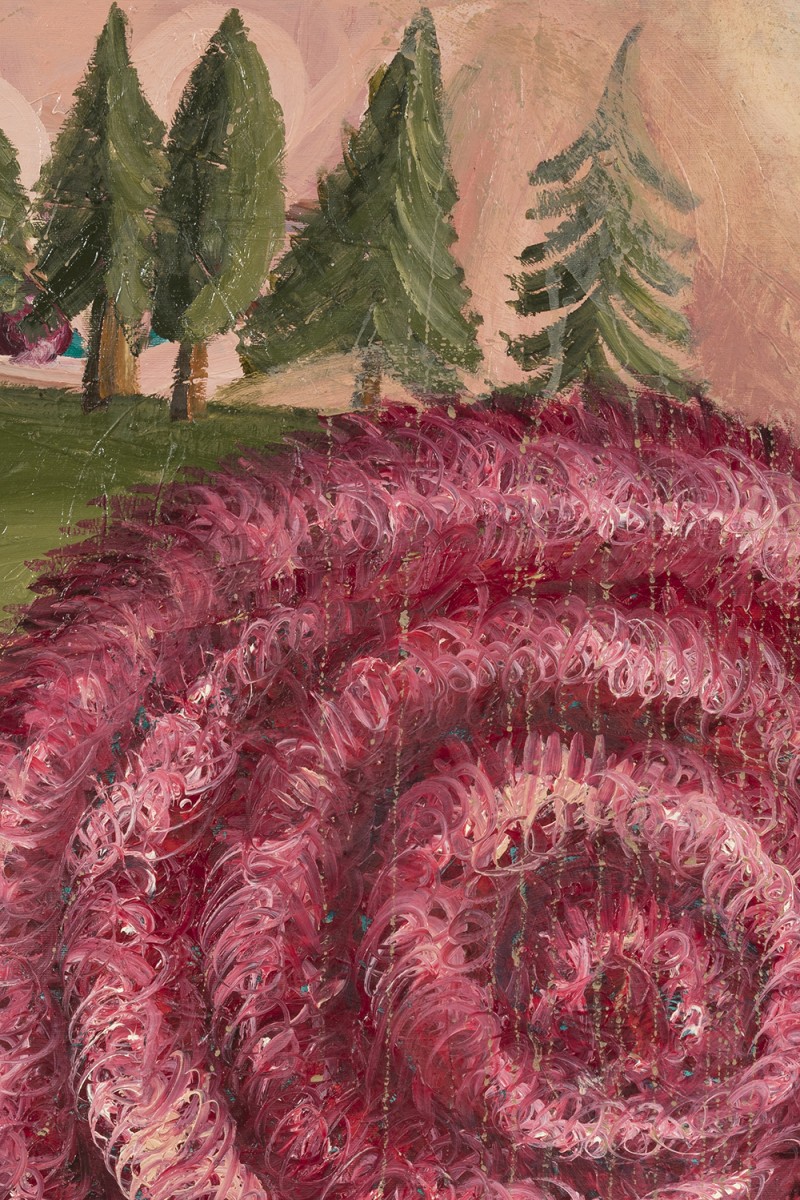 Siro Cugusi. <em>Forest IX</em>, 2019. Oil on canvas, 45 5/8 x 35 7/8 inches (116 x 91 cm) Detail