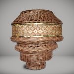 Eugenia Mendoza. <em>Santa María Bellow</em>, 2020. Wicker and bronze, 26 3/8 x 23 5/8 x 23 5/8 inches (67 x 60 x 60 cm)