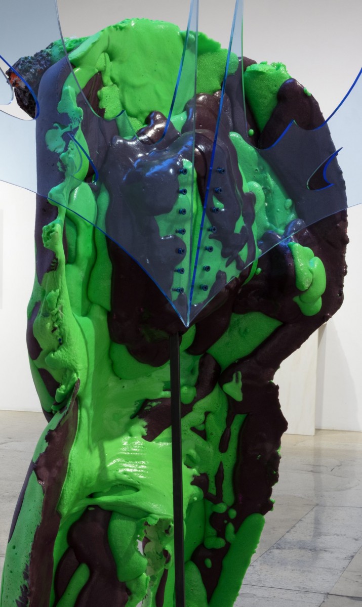 <em>Untitled</em>, 2017. Neon, marble, acrylic, polyurethane foam and metal, 85 x 65 x 45 inches (215.9 x 165.1 x 114.3 cm) Detail