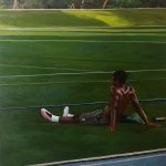 Raelis Vasquez. <em>Jugador de FĂștbol</em>, 2019. Oil on canvas, 24 x 24 inches (61 x 61 cm)