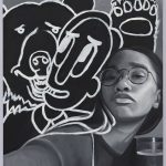 Brittany Tucker. <em>Him, Me, and Minimum the Bear</em>, 2020. Oil on panel, 15 3/4 x 11 3/4 inches (40 x 30 cm)