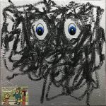 David Leggett. <em>You got static?</em>, 2020. Spray paint, oil bar and collage on canvas, 12 x 12 inches (30.5 x 30.5 cm)