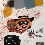 David Leggett. <em>You just hee your last haw</em>, 2020. Acrylic, screen print, watercolor, ink, color pencil, rubber stamp and collage on paper, 20 x 16 inches (50.8 x 40.6 cm)