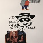 David Leggett. <em>Boots</em>, 2020. Screen print, rubber stamp and collage on paper, 20 x 16 inches (50.8 x 40.6 cm)