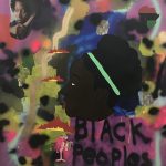 David Leggett. <em>Well, to make a long story long</em>, 2020. Acrylic, spray paint and collage on paper, 48 x 42 inches (121.9 x 106.7 cm)