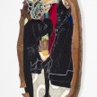 David Shrobe. <em>Sanctuary</em>, 2020. Oil on vinyl tiles, acrylic on flocking, leaded stained glass, wood, leather, velvet and bookbinding cloth mounted on wood table top, 60 x 43 x 4 1/2 inches (152.4 x 109.2 x 11.4 cm) Detail thumbnail