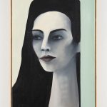 Rebecca Brodskis. <em>The Queen of Volksbühne</em>, 2020. Oil on linen, 27 1/2 x 15 3/4 inches (70 x 40 cm)