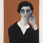 Rebecca Brodskis. <em>The Listener</em>, 2020. Oil on linen, 39 3/8 x 31 7/8 inches (100 x 81 cm)