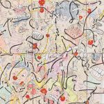 Camilo Restrepo. <em>Pescando Con Dinamita 1</em>, 2020. Ink, water-soluble wax pastel, acrylic, tape and saliva on paper, 57 1/4 x 57 1/4 inches (145.4 x 145.4 cm) Detail