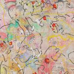 Camilo Restrepo. <em>Pescando Con Dinamita 3</em>, 2020. Ink, water-soluble wax pastel, acrylic, tape and saliva on paper, 57 1/4 x 57 1/4 inches (145.4 x 145.4 cm) Detail